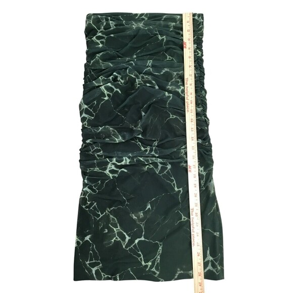 Zara Draped Tulle Midi Skirt Green sz Small Tie-Dye Ruched Sides Mesh Whimsigoth - Picture 14 of 15